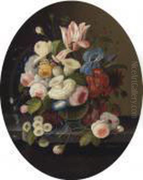 Vase Of Flowers Oil Painting by Severin Roesen