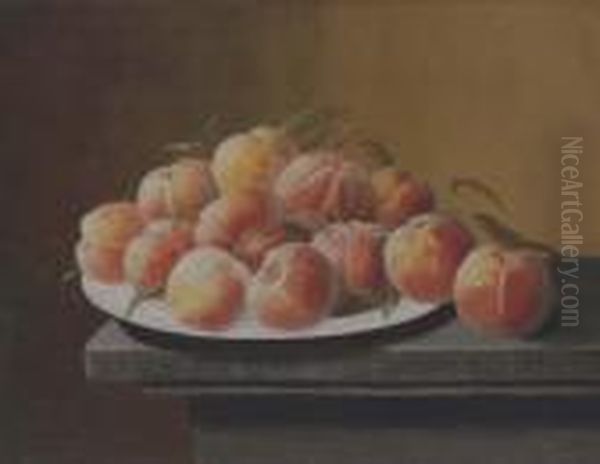 Peaches With Dew In A Bowl Oil Painting by Severin Roesen