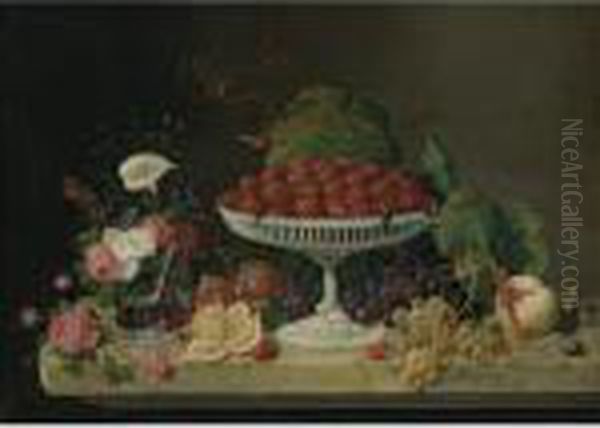 Still Life With Strawberries And Goblet Of Flowers Oil Painting by Severin Roesen