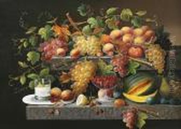 Still Life Of Fruit Oil Painting by Severin Roesen