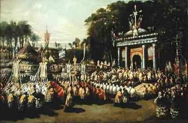 Procession of the Holy Sacrament Oil Painting by Antoine Detrez