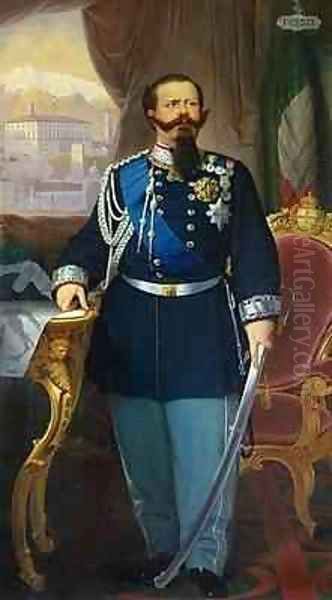 Portrait of Victor Emmanuel II 1820-78 King of Sardinia and Italy Oil Painting by Antonio Dugoni