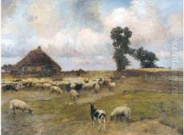 Landschap Met Schaapherder En Kudde (1907) by Louis Albert Roessingh