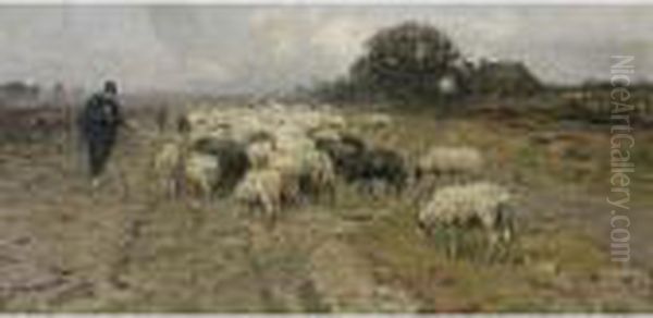 A Shepherd With His Flock by Louis Albert Roessingh