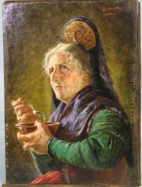 Landfrau In Tracht Oil Painting by Georg Roessler