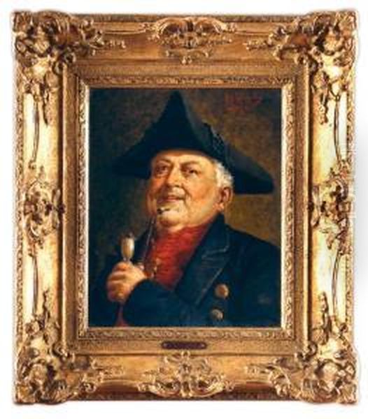 Retrato De Hombre Con Pipa Oil Painting by Georg Roessler