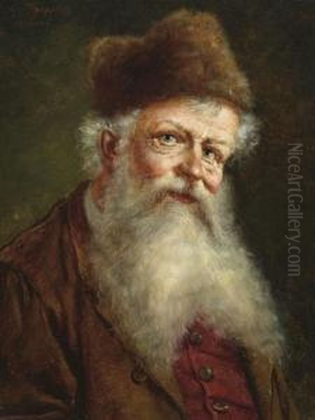 Portrait Eines Bartigen Mannes. Oil Painting by Georg Roessler