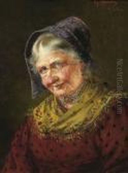 Portrait Einer Alteren Dame Mit Haube. Oil Painting by Georg Roessler