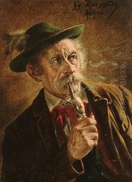 The Pipe Smoker Oil Painting by Georg Roessler