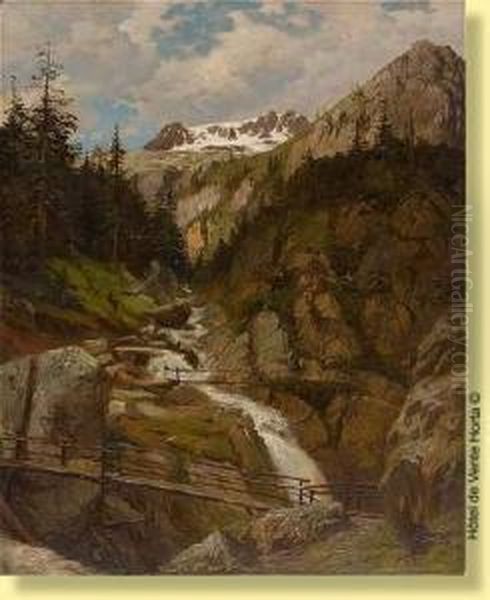 Chute De L'erlenbach Dans L'aar Oil Painting by Francois Roffiaen