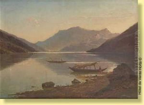 Vue Du Lac A Lugano Oil Painting by Francois Roffiaen