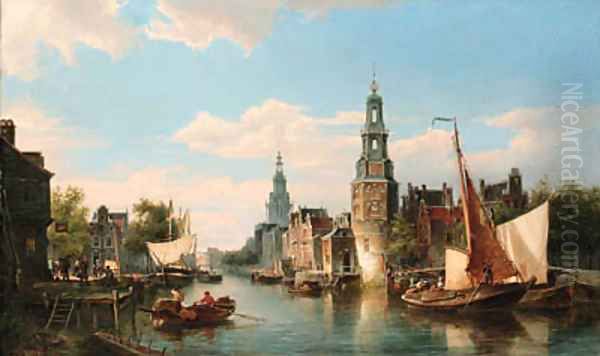 The Montelbaans Tower, Amsterdam Oil Painting by Cornelis Christiaan Dommersen