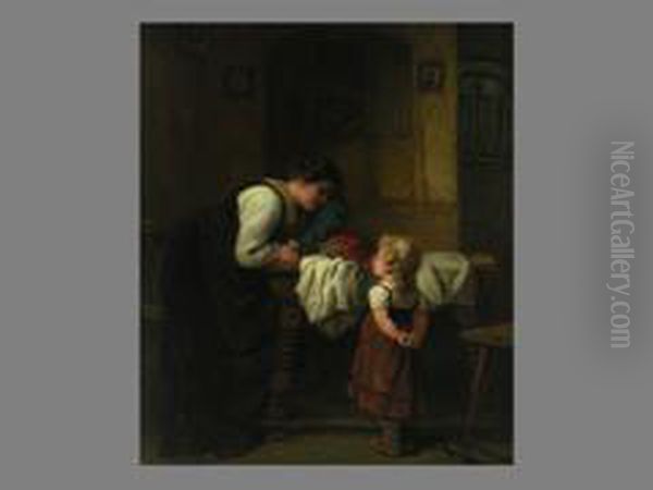 Mutter Und Kind In Der Stube Oil Painting by Wilhelm Sen Roegge