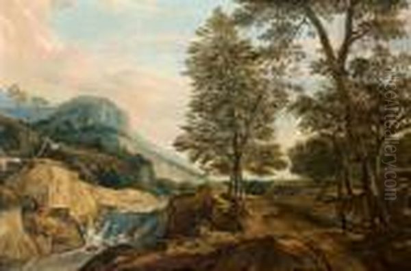 Ampio Paesaggio Di Montagna Con Torrente Oil Painting by Roelandt Roghman