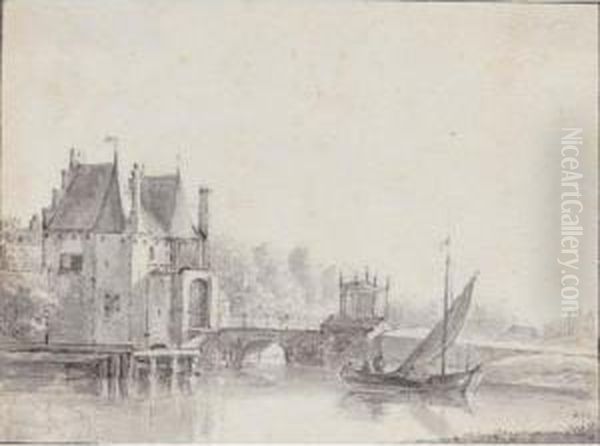 The Schalkwijker Poort, Haarlem Oil Painting by Roelandt Roghman