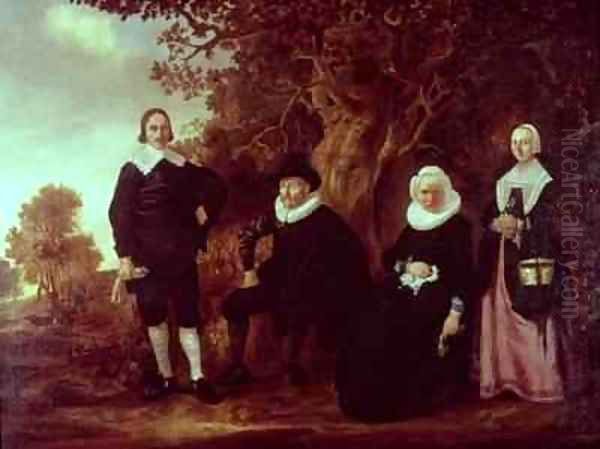 Family Group in a landscape Oil Painting by Gerrit van Donck