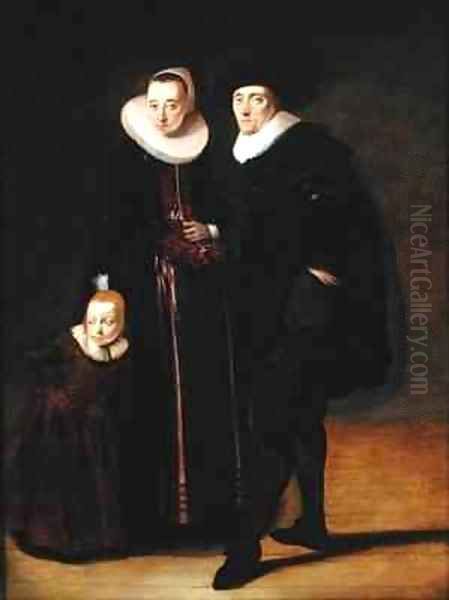 Portrait of a Married Couple with their Son Oil Painting by Gerrit van Donck