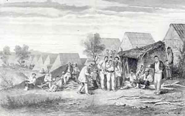 Deportee Camp on the Cros Peninsula New Caledonia Oil Painting by Hippolyte Dutheil