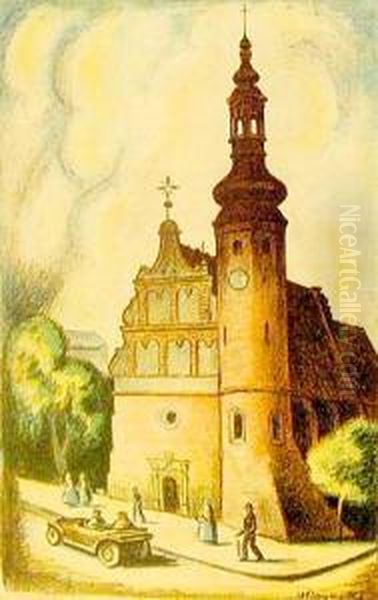 Kosciol W Bydgoszczy Oil Painting by Wladyslaw Roguski