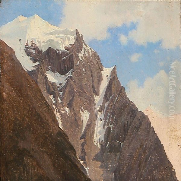 Mountain Peaks From Trafoi In Tyrol Oil Painting by Frederik Niels M. Rohde