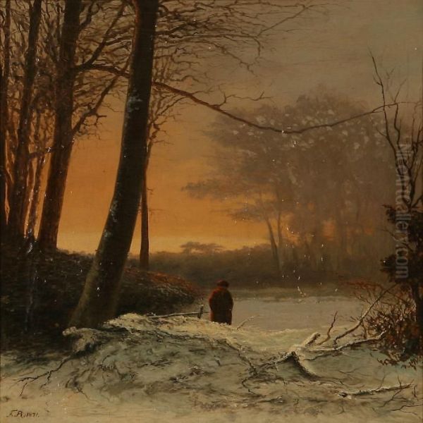 Winter Forest Landscape Oil Painting by Frederik Niels M. Rohde