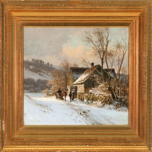 Winter Landscape Oil Painting by Frederik Niels M. Rohde