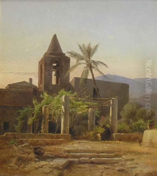 Paysage D'italie Oil Painting by Frederik Niels M. Rohde