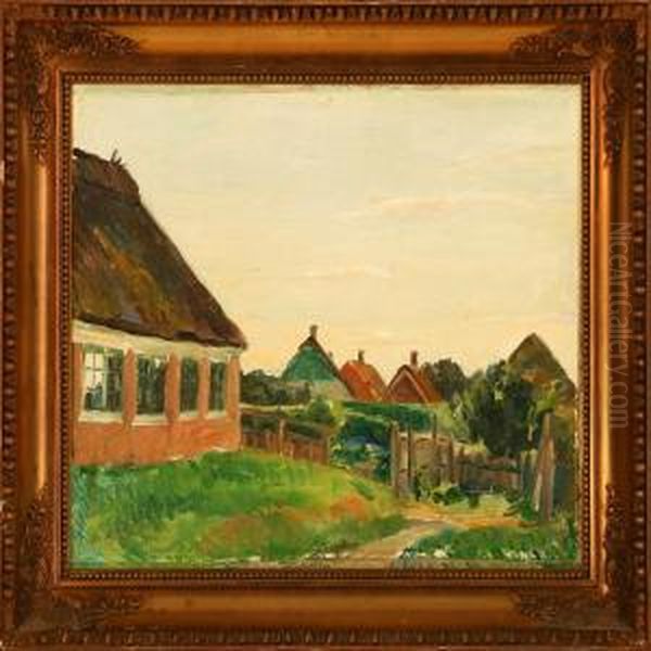 Gamle Huse Paa Fano Oil Painting by Johan Rohde