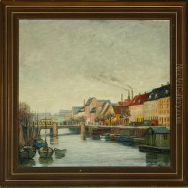 Channel Scenery From Copenhagen Oil Painting by Johan Rohde