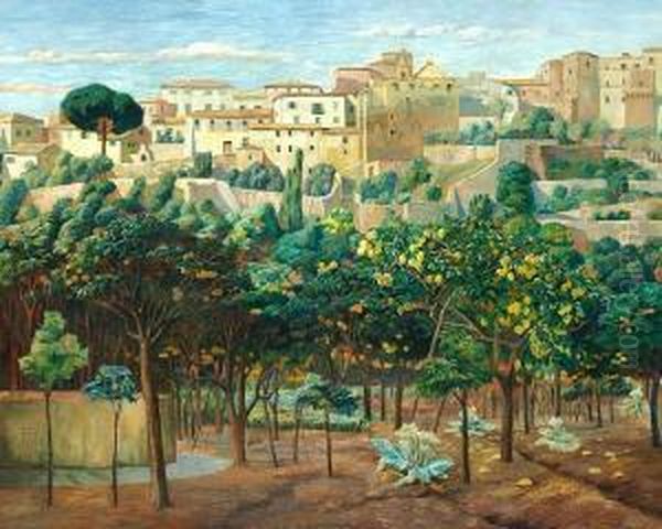 Orange Trees In Terracina Oil Painting by Johan Frederik Rohde