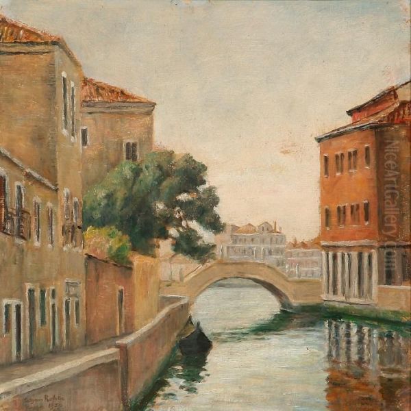 Kanal I Venezia Oil Painting by Johan Gudmann Rohde