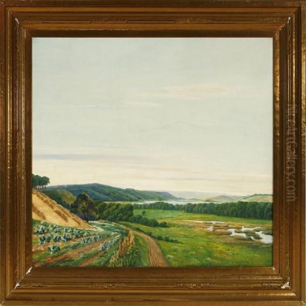 Danish Summer Landscape From The Silkeborg Lake Distritc Oil Painting by Johan Gudmann Rohde