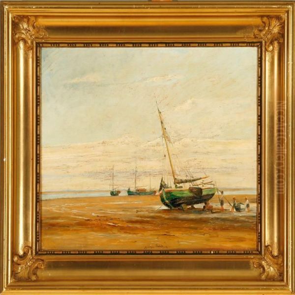 Beach Scene From Fano Island Oil Painting by Johan Gudmann Rohde