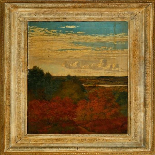 A View Of A Hilly Landscape On A Autumn Day Oil Painting by Johan Gudmann Rohde