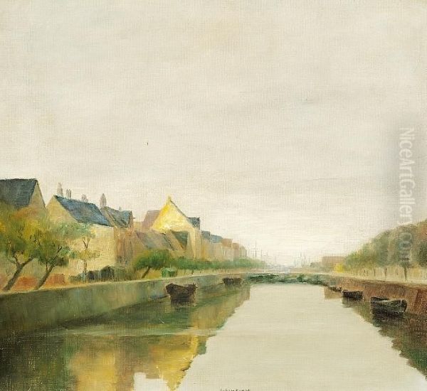 View Of Randers, Jutland Oil Painting by Johan Gudmann Rohde