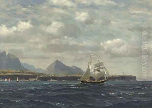 A two-master off the coast of Sicily Oil Painting by Michael Zeno Diemer