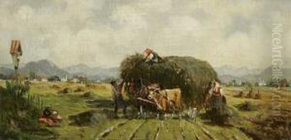 Heuernte Oil Painting by Karl Rohrhirsch