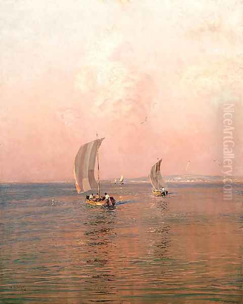 Sailing at sunset Oil Painting by Nikolai Nikanorovich Dubovsky