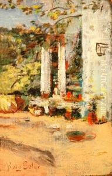 Patio Oil Painting by Joan Roig Soler