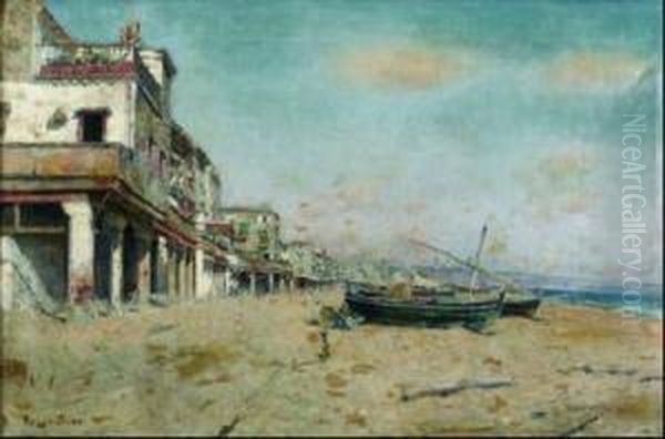 Platja De Vilanova Oil Painting by Joan Roig Soler