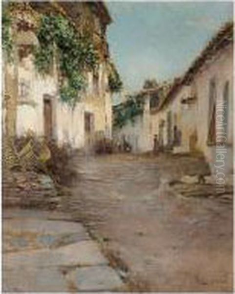 Paisaje Urbano (village Scene) Oil Painting by Joan Roig Soler