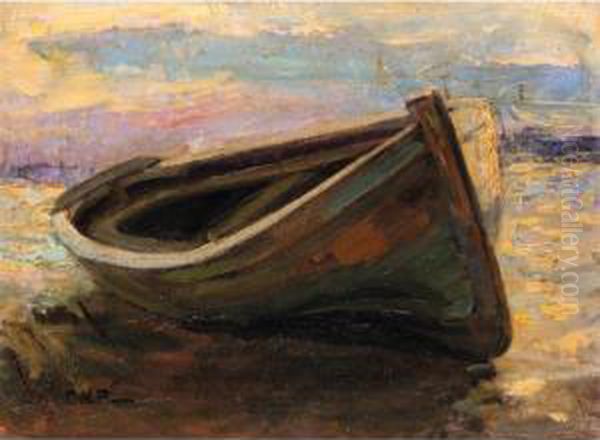 Boat On The Shore Oil Painting by Georgios Roilos