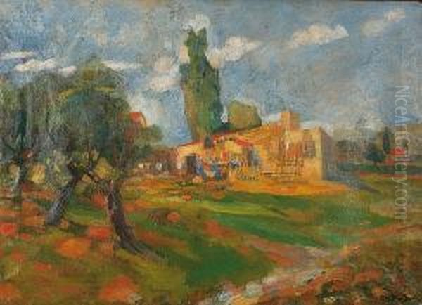 Farmhouse Oil Painting by Georgios Roilos