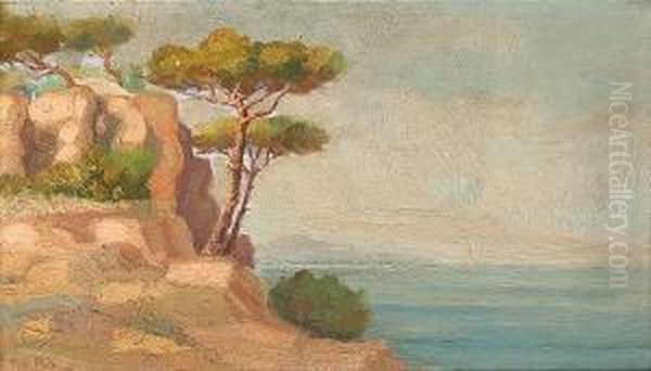 Coastal Landscape With Pine Trees Oil Painting by Georgios Roilos