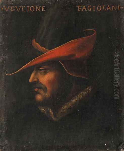 Portrait of Ugucione Fagiolani (1250-1319) Oil Painting by Cristofano Dell'Altissimo