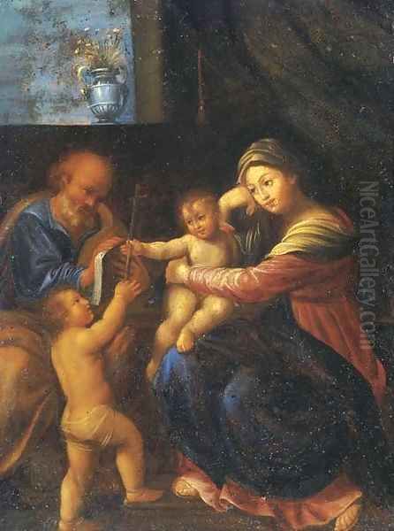 The Holy Family with the Infant Saint John the Baptist Oil Painting by Domenico Zampieri (Domenichino)