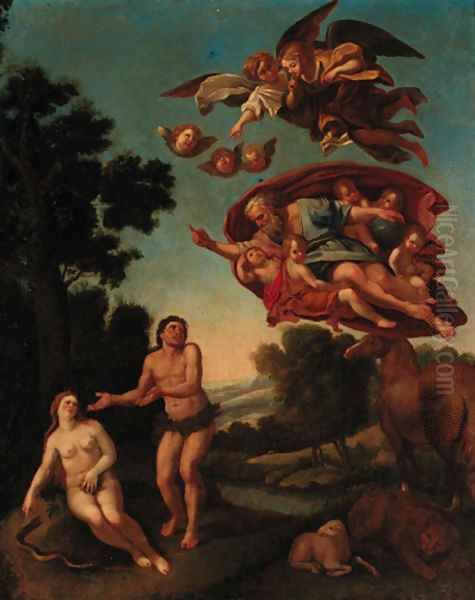 The Expulsion from the Garden of Eden Oil Painting by Domenico Zampieri (Domenichino)