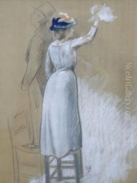 Etude Pour Le 14 Juillet Pastel Oil Painting by Alfred Roll