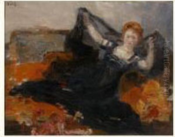 Femme Au Canape Oil Painting by Alfred Roll