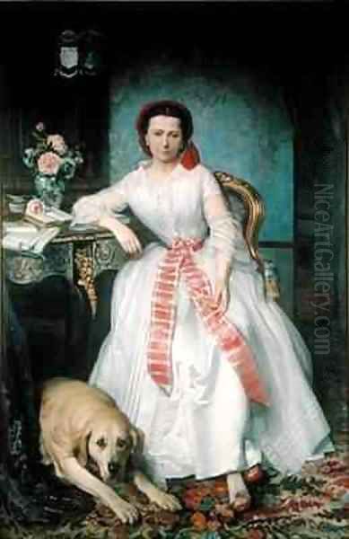 Josephine Bowes 1825-74 Oil Painting by Antoine or Tony Dury